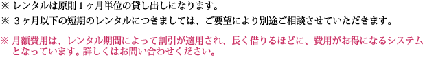 月額費用はレンタル期間によって割引が適用されます。